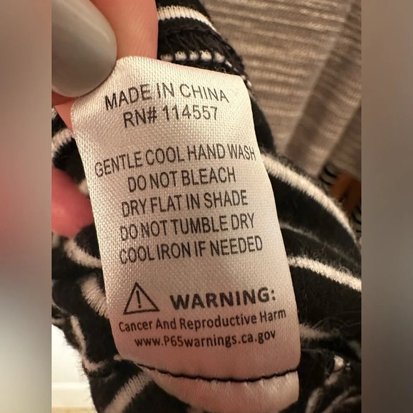 THML Anthropologie Cowl Neck Stripe Gray Black Dress Stretch Faux Suede Trim XS - Picture 13 of 14